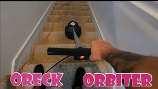 Oreck Orbiter and Namco scooter vs Dirty carpet stairs [upl. by Akenom]