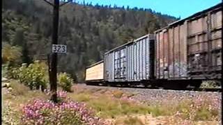 Freight train approaching Dunsmuir  1 [upl. by Etnemelc]