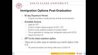 SCU ISS Post Graduation Immigration Options [upl. by Holmann]