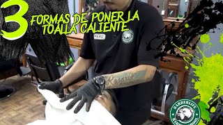 3 formas de poner la toalla caliente en la barberia  tutorial [upl. by Meehyr118]