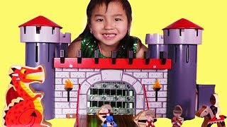 Jannie Pretend Play with Wooden Castle Playset [upl. by Jenifer]