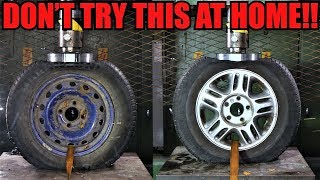 STEEL Vs ALLOY WHEELS Which One Is Stronger Hydraulic Press Test [upl. by Wesa]