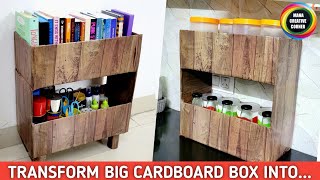 How to turn a big Cardboard box into storage shelf in just 5 min  DIY Organizer Cardboard box [upl. by Ernestus]