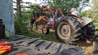 Barn build with Ford 4000 and Case backhoe help [upl. by Imot]