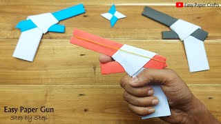 How to Make Paper Toy Gun That Go Very Fast  DIY New Model Rubber Band Gun  Easy Paper Toy Ideas [upl. by Keisling]