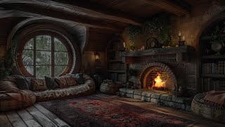 Cozy Hobbit Living Room During Winter  Soothing Fireplace amp Relaxing Rain and Thunder Sounds [upl. by Lory610]