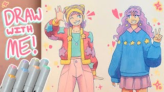 sketchbook session ☆ doodling cute outfits with Arrtx Markers [upl. by Gentille933]