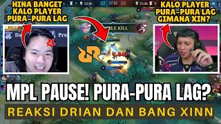 PLAYER PURAPURA LAG REAKSI XINN DAN DRIAN TERHADAP META PAUSE DI LAGA RRQ HOSHI VS ALTER EGO [upl. by Irihs]