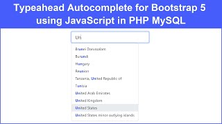 Typeahead Autocomplete for Bootstrap 5 using JavaScript in PHP MySQL [upl. by Sokram66]