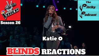 Katie O Blind Auditions Reaction from Season 26 of NBCs The Voice [upl. by Nylg]