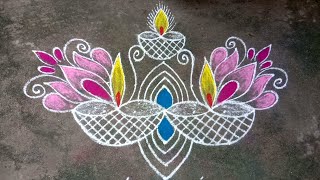 🔥 Diwali 2024🔥 rangoli designs  Deepavali vilakku kolam  Diwali deepam muggulu  Latha kolam [upl. by Bradeord]