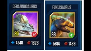 CERAZINOSAURUS VS FUKUISAURUS II Jurassic World The Game II Dinosaurs Game [upl. by Yrrag]