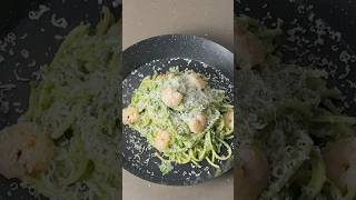 Pasta in spinach sauce with shrimps food foodblogger asmr pasta shrimp [upl. by Nanaek478]