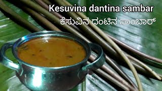 ಕೆಸುವಿನ ದಂಟಿನ ಸಾಂಬಾರ್ Colocasia stem curry  Kesuvina Dantina Huli Sambar [upl. by Dael]