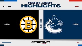 NHL Highlights  Bruins vs Canucks  February 24 2024 [upl. by Enomyar]