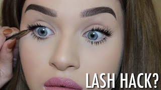 Applying False Lashes UNDERNEATH Your Own Lash Hack [upl. by Kcired134]