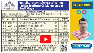 IIM Bodh Gaya Recruitment 2024 for Various Posts [upl. by Ayhtin642]