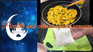 Chicken and piccalilli sauce square samosas ramadan food preparation [upl. by Ahseela445]