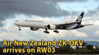 Air New Zealand ZKOKV arrives on RW03 and taxis on Papa at Perth Airport [upl. by Moreno]