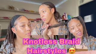 12 WAYS TO STYLE KNOTLESS BRAIDS with beads knotlessbraids tutorial  QueenofAthlete [upl. by Heigho32]