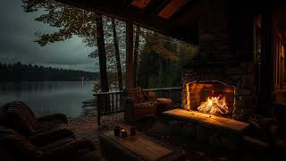 Cozy Rain on Porch with Crackling Fireplace and Gentle Rain Sounds to Relaxing and Sleeping [upl. by Asselim]