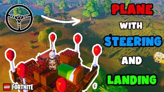 How to build a PLANE with STEERING and LANDING  in Fortnite Lego EASY [upl. by Edithe]