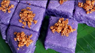 Ube Kalamay Lansong  Sobrang Sarap Kakanin  Steamed Rice Cake recipe [upl. by Nnylyar]