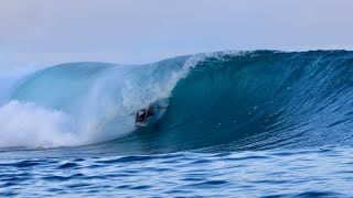 SURFING PERFECT AFRAME  LAKEY PEAK INDONESIA GLASSY MORNING RAW POV [upl. by Ullman]