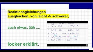 Chemie Reaktionsgleichungen ausgleichen einfach bis schwerer Erklären  Übungsaufgaben [upl. by Gentilis]