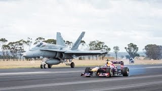 Daniel Ricciardo Drag Races F1 Car vs FA18 Hornet ✈️ [upl. by Trammel677]