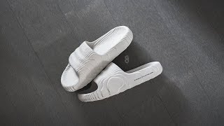 Adidas Adilette 22 Slides quotAluminumquot Grey Review amp OnFeet [upl. by Oiznun]