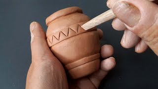 DIY Making Unglazed Mini Traditional Earthenware  Beautiful Handmade Pottery [upl. by Junna]