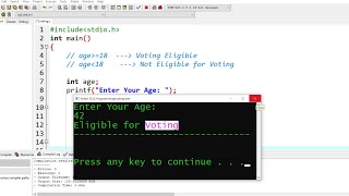 C Program to Check a Person is Eligible for Vote or Not  Learn Coding [upl. by Henig]