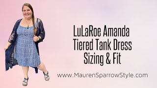 LuLaRoe Amanda Sizing Review  Fit amp feel of this new tiered tank dress especially for plussize [upl. by Doownel]