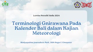 Terminologi Gnirawana Pada Kalender Bali dalam Kajian MeteorologiDwi CahyaraniSatria WibawaP [upl. by Amelie]