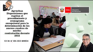 😱😱Minedu aprobó inscripción excepcional de docentes contratados RVM 004 2022🎯 [upl. by Annayak607]