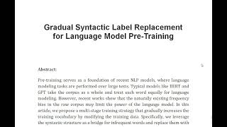 Gradual Syntactic Label Replacement for Language Model Pre Training [upl. by Rehotsirk379]