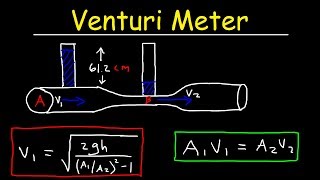 Venturi Meter Problems Bernollis Principle Equation of Continuity  Fluid Dynamics [upl. by Valenza]