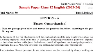 sample paper class 12th English 2324 English new sample paper haryana board [upl. by Sikko]