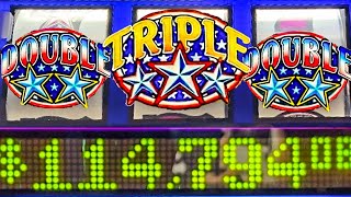 Chasing Monster Jackpot Old School Triple Double Stars Casino Slot [upl. by Eirrehc]