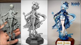 【原神】フリーナのフィギュアを作ってみた【粘土】How to make a figure of Furina Genshin [upl. by Oirasan790]