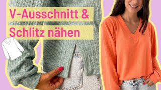 einfacher Pullover mit VAusschnitt nähen  auch als Sweater möglich  Nähanleitung Basic Sweater [upl. by Ezekiel]