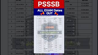 PSSSB EXAM DATES CALENDAR OUT PSSSB exams dates announce2024psssb shortyoutube jobs exams [upl. by Aekin]