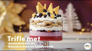 Trifle met amandel bessen en honeycomb – kerstrecepten  Allerhande [upl. by Anyel]