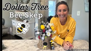 Dollar Tree Bee Skep DIY  Dollar Tree Beehive  Bee Crafts  Perfect Summer Bee Decor [upl. by Emili]