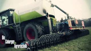 Claas Xerion 3800 schlitzt Gülle  MAN LkW Zubringer  Agrarservice Büchner HD [upl. by Aroc]