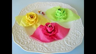 DIY Rosen aus Servietten Roses from napkins [upl. by Leirej10]