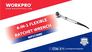 WORKPRO 4in1 Flexible Sharp Tail Socket Ratchet Wrench WP272060 [upl. by Dickson]