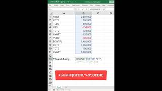 Cách tính tổng số âm và số dương trong Excel hocexcel exceltips excel excelcoban [upl. by Aneroc]