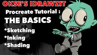 Procreate Tutorial  The Basics  sketching inking and colouring [upl. by Delfine114]